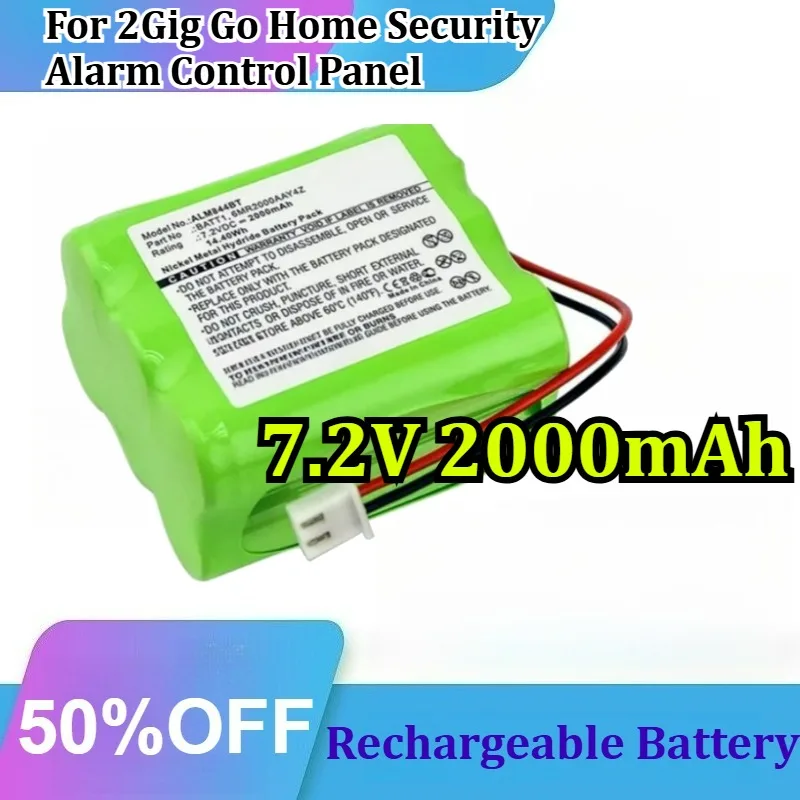 Home Security Battery Replacement - สำหรับแบตเตอรี่สำรองสำหรับแผงควบคุมระบบเตือนภัยบ้าน 2Gig Go แบบชาร์จได้ 7.2V 2000mAh