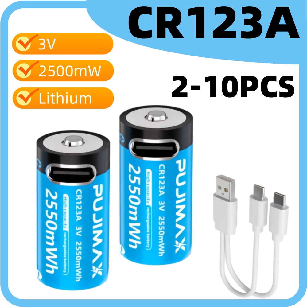 Home Security Battery Replacement - แบตเตอรี่ลิเธียมแบบชาร์จได้ CR123A 3V 2500mWh, แบตเตอรี่ทดแทนสำหรับไฟฉาย กล้องดิจิตอล