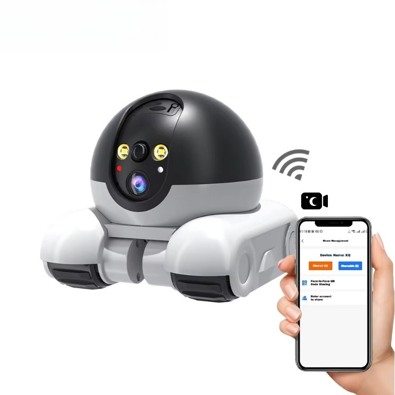 Home Security Robot - กล้องวงจรปิดอัจฉริยะสำหรับสัตว์เลี้ยง พร้อม WiFi ตรวจจับความเคลื่อนไหว ควบคุมผ่านมือถือ ของเล่นเลเซอร์สำหรับแมว