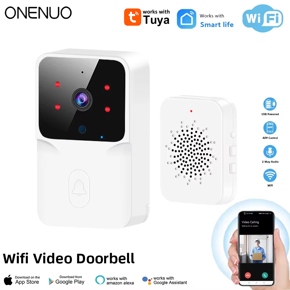 Home Security Front Door Camera - Tuya WiFi Video Doorbell ไร้สาย HD