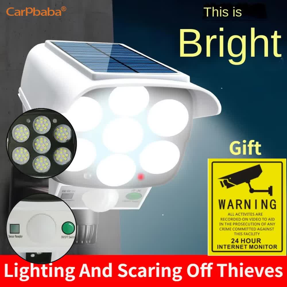 Home Security Flood Lights - กลางแจ้งพลังงานแสงอาทิตย์ Light Motion Sensor กล้อง Dummy