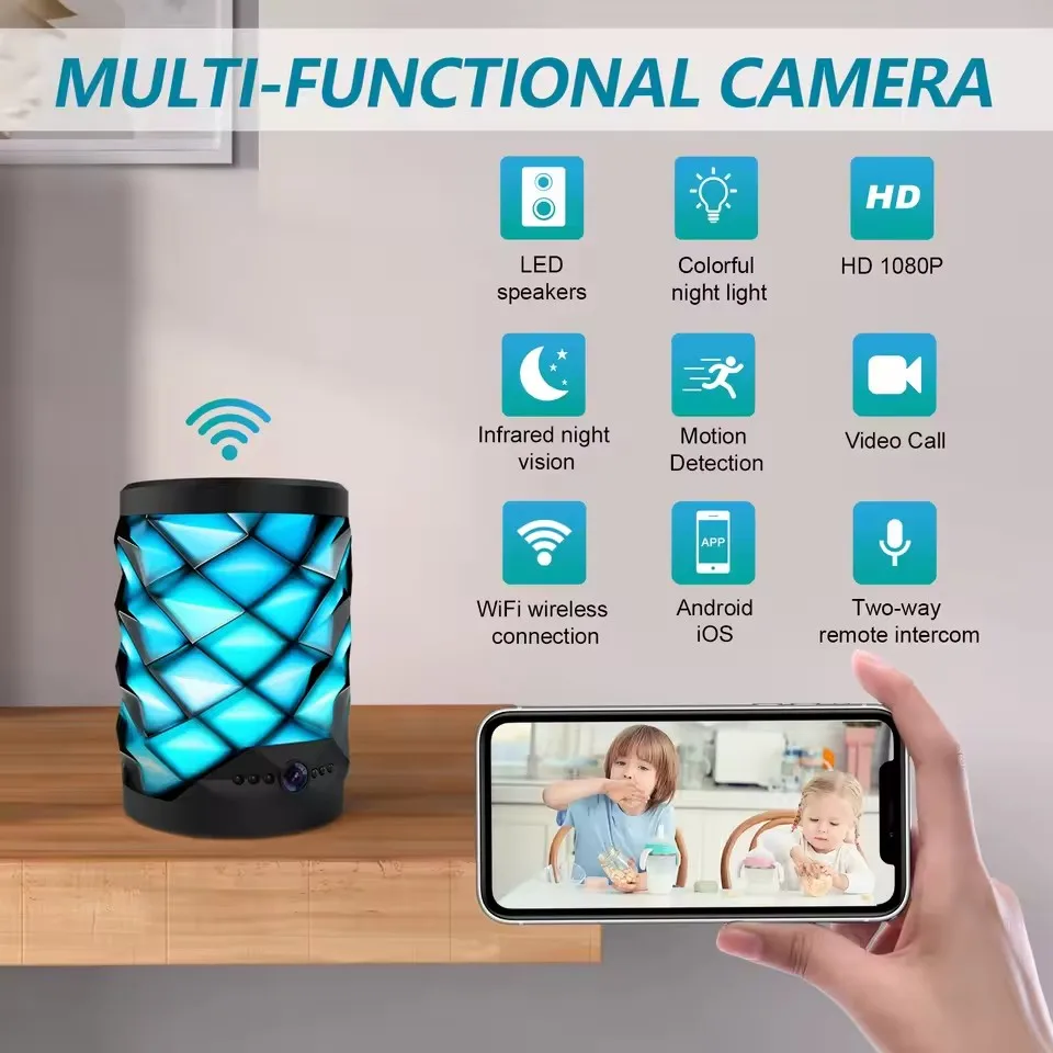 กล้อง HD มินิไวไฟ ลำโพงบลูทูธ  - Home Security Flood Lights บทวิจารณ์และราคา